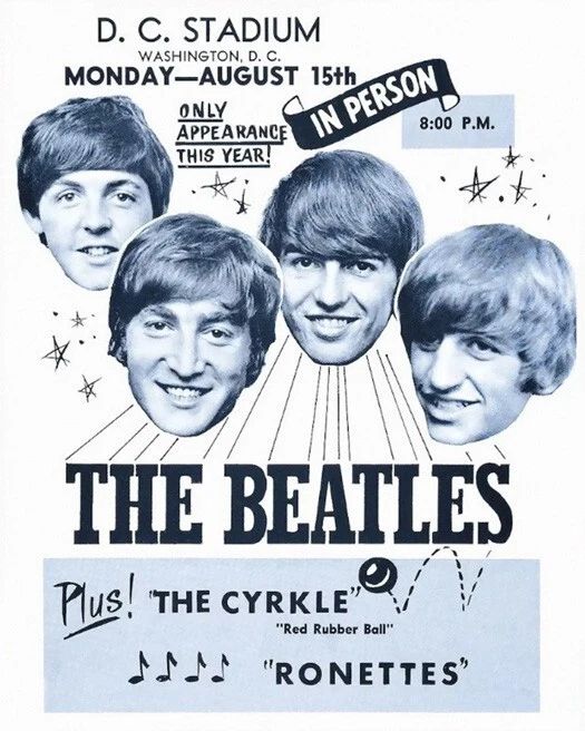 1966 The Beatles Glossy Magnet At Washington Dc John Lennon Paul Mccartney