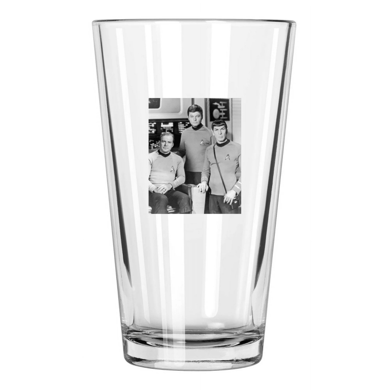 1966 Tv Show Star Trek William Shatner And Leonard Nimoy Pint Beer Glass