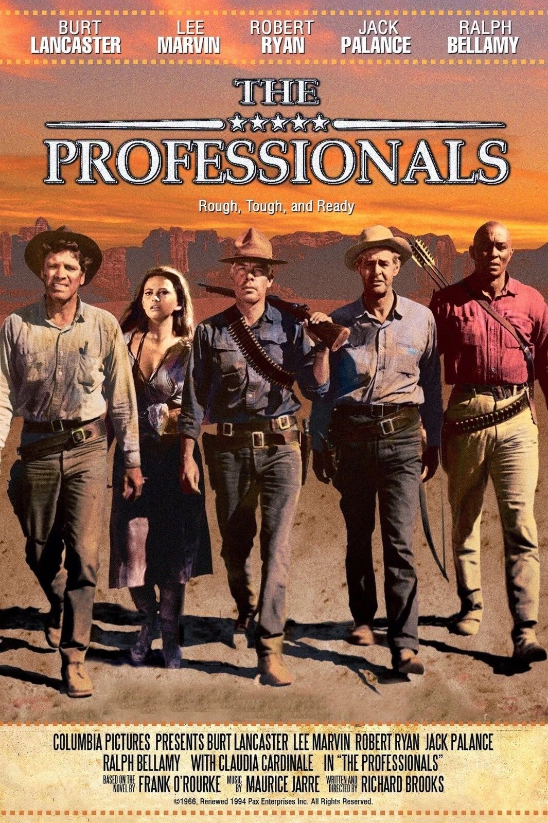 1966 The Professionals Movie Poster Burt Lancaster Claudia Cardinal
