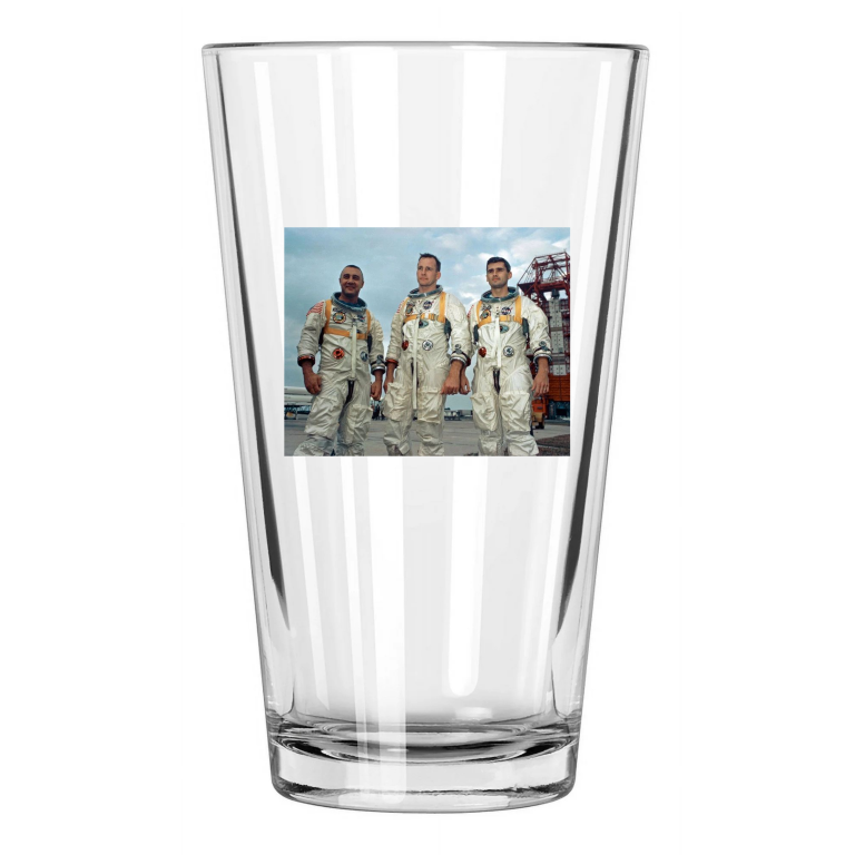 1967 Apollo 1 Astronauts Gus Grissom, Ed White, Roger Chaffee Pint Beer Glass