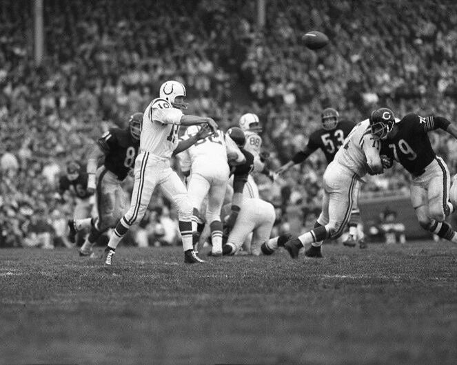1967 Baltimore Colts Johnny Unitas Vs Bears Glossy Photo Print Poster