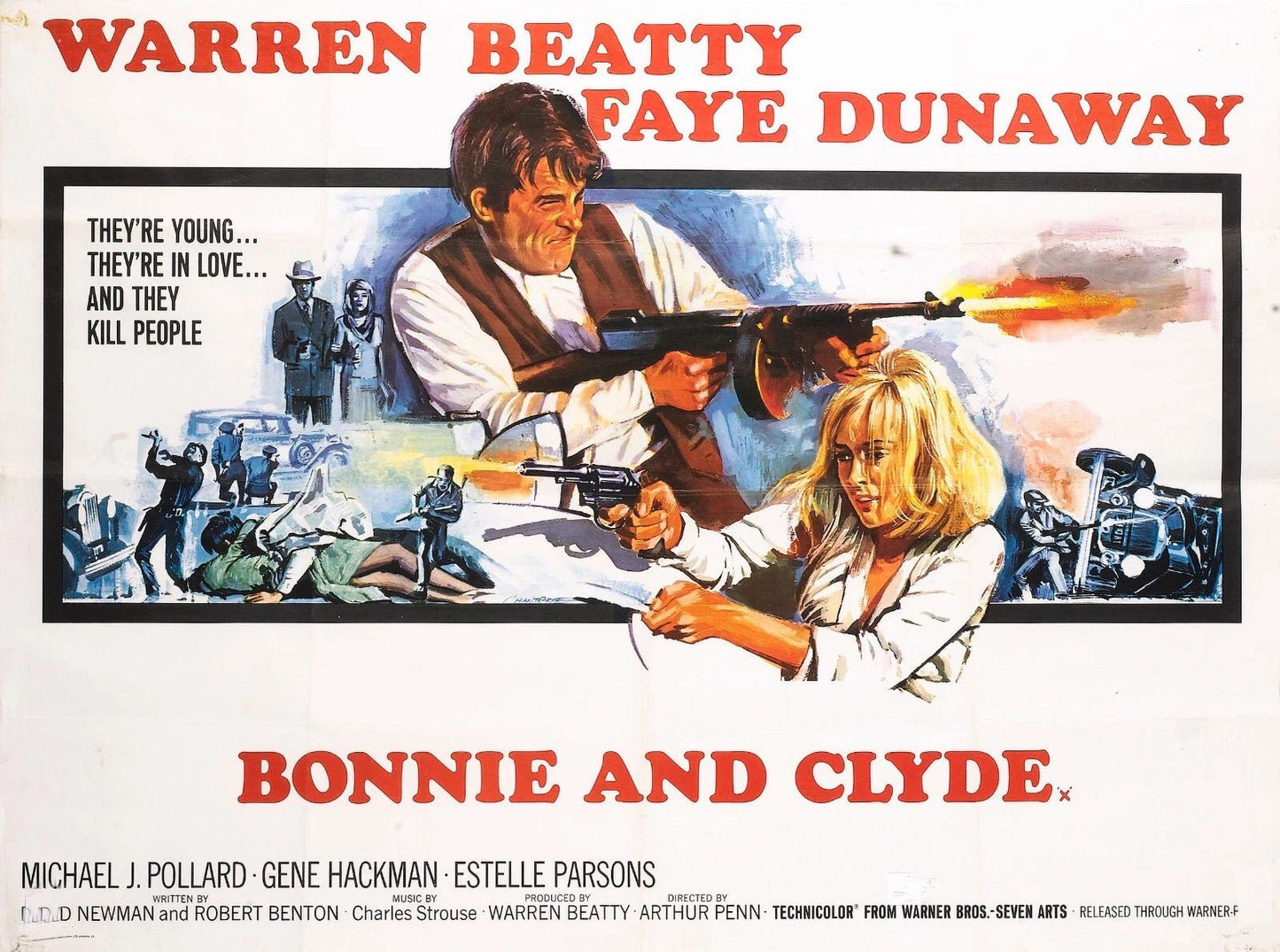 1967 Bonnie And Clyde Movie Poster Warren Beatty Faye Dunaway Criminals