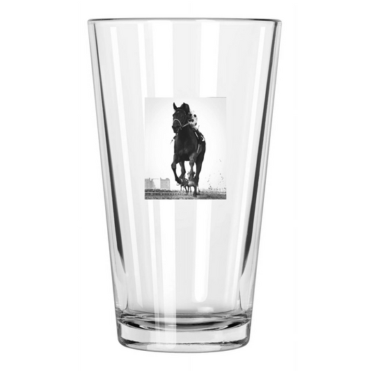 1967 Champion Racehorse Damascus Photo Willie Shoemaker Pint Beer Drinking Glass