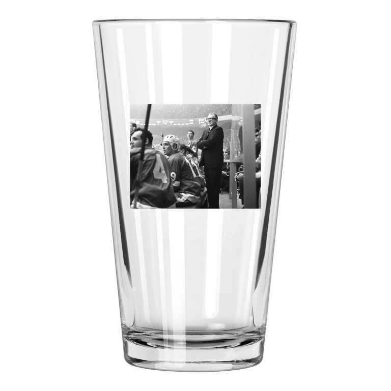 1967 Detroit Red Wings Coach Sid Abel Photo Hockey Pint Beer Drinking Glass