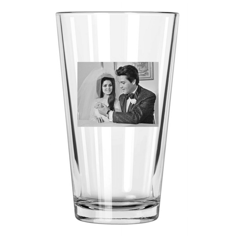 1967 Elvis Presley And Priscilla Photo Wedding Day Pint Beer Drinking Glass