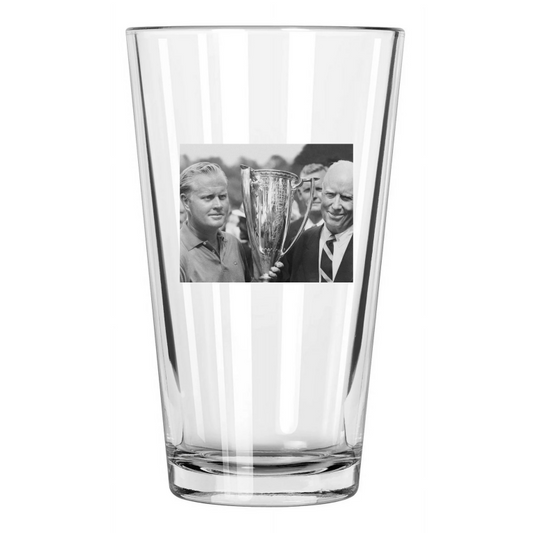 1967 Famous Golfer Jack Nicklaus Photo With Chick Evans Pint Beer Drinking Glass