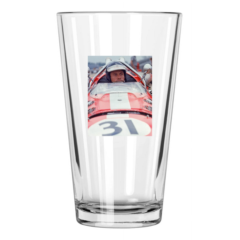 1967 Indy 500 Driver Jim Clark Photo Formula 1 Pint Beer Drinking Glass