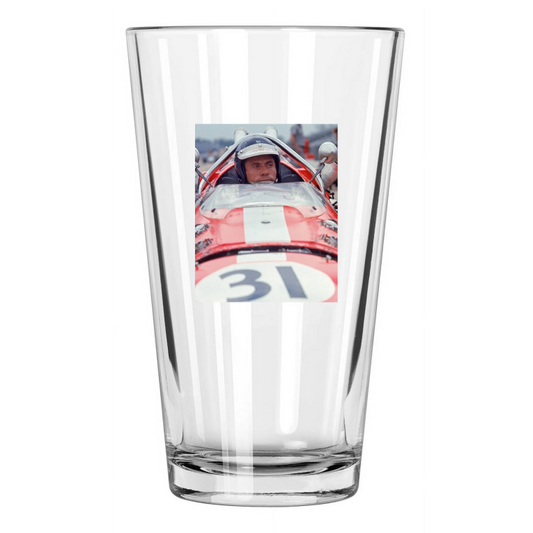 1967 Indy 500 Driver Jim Clark Photo Formula 1 Pint Beer Drinking Glass