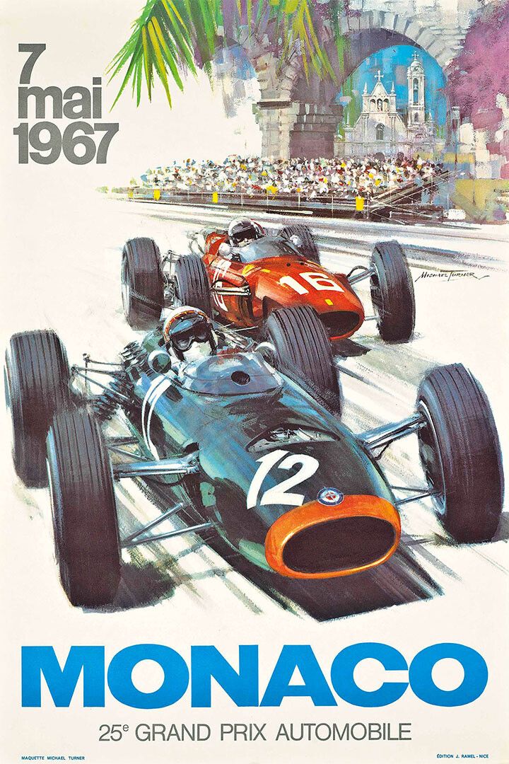1967 Monaco Grand Prix Vintage Style Racing Magnet