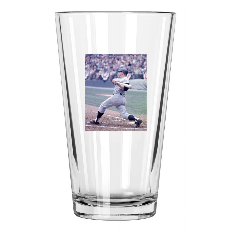 1967 New York Yankees Mickey Mantle Photo Baseball Pint Beer Drinking Glass