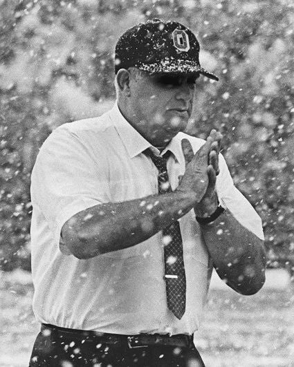 1967 Ohio State Buckeyes Woody Hayes Glossy Photo Snow Football Game Poster