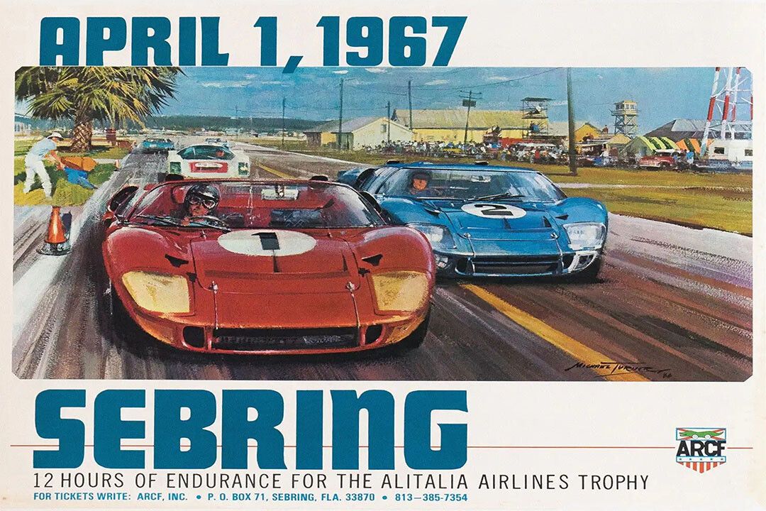 1967 Sebring Florida Race Vintage Style Auto Racing Wall Art Poster