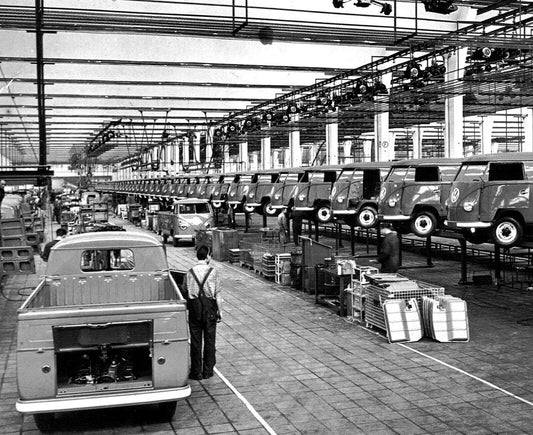 1967 Volkswagen Bus Assembly Line Classic Car Factory Picture Magnet