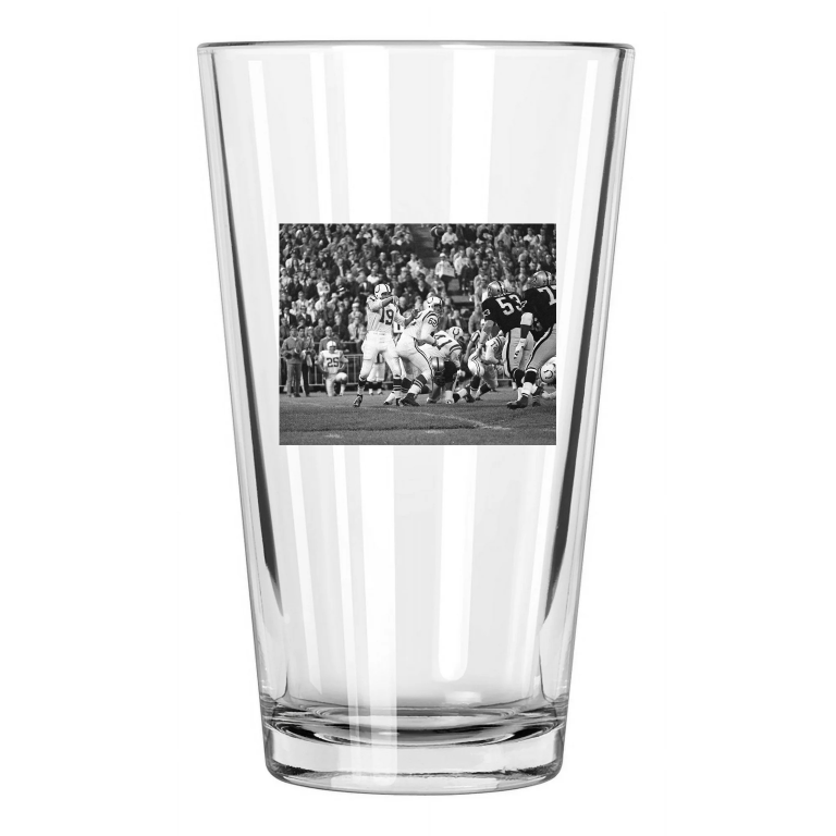 1968 Baltimore Colts Johnny Unitas Photo Hof 79 Pint Beer Drinking Glass