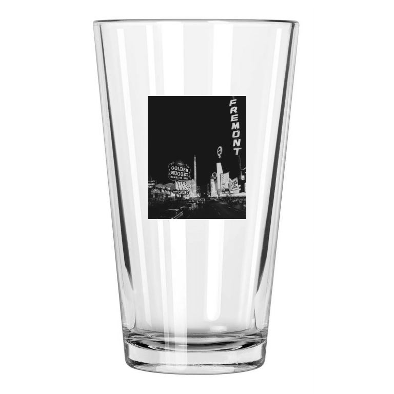 1968 Downtown Las Vegas Photo Casinos Golden Nugget Pint Beer Drinking Glass