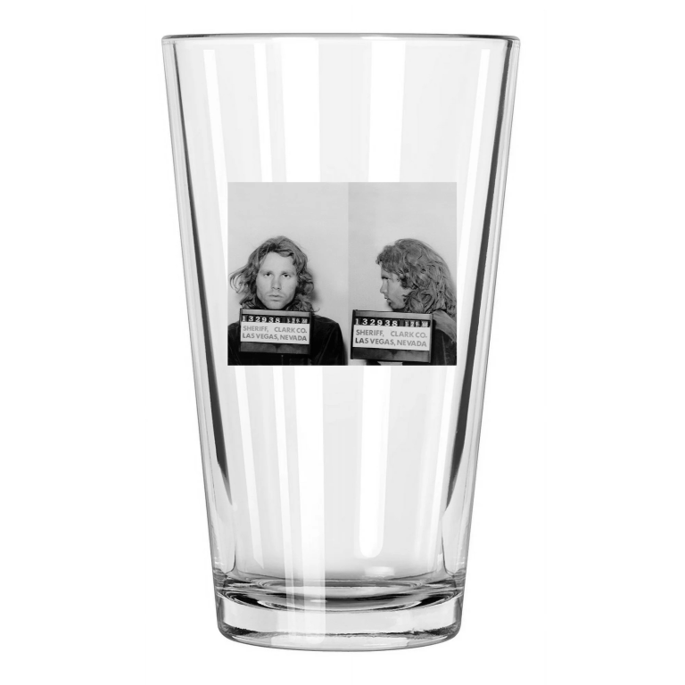 1968 Jim Morrison Mugshot Photo The Doors Singer Pint Beer Drinking Glass