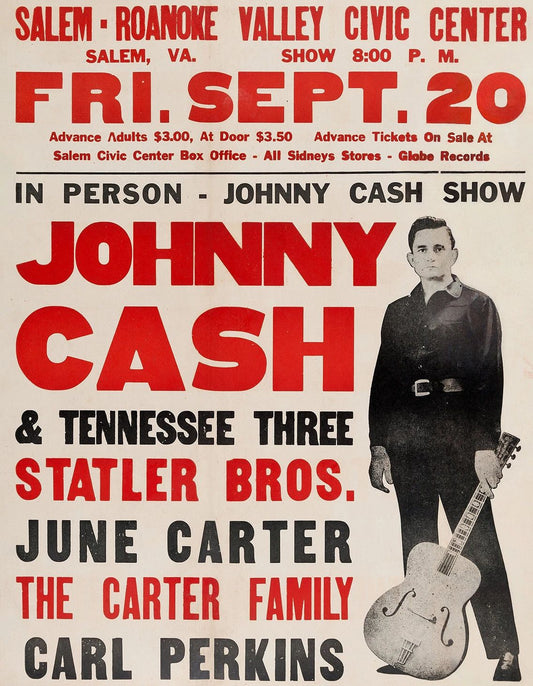 1968 Johnny Cash & The Tennessee Three Salem Roanoke Concert Magnet
