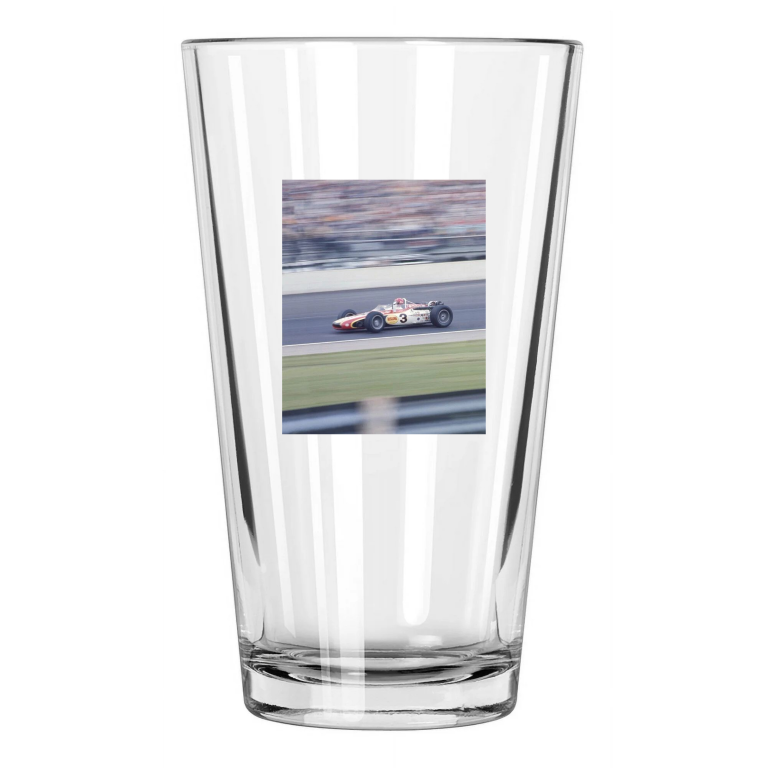 1968 Offenhauser Car Bobby Unser Indianapolis 500 Indy Pint Beer Drinking Glass