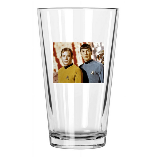 1968 Tv Show Star Trek William Shatner And Leonard Nimoy Pint Beer Glass