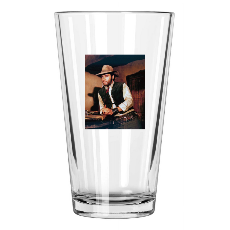 1969 Actor Singer Elvis Presley Photo 'Charro' Western Pint Beer Drinking Glass
