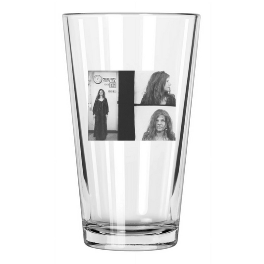 1969 American Singer Janis Joplin Mugshot Photo Pint Beer Drinking Glass