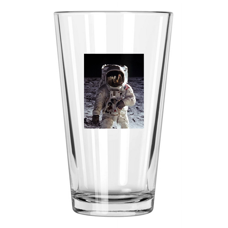 1969 Astronaut Buzz Aldrin Photo Apollo 11 Moon Landing Pint Beer Drinking Glass