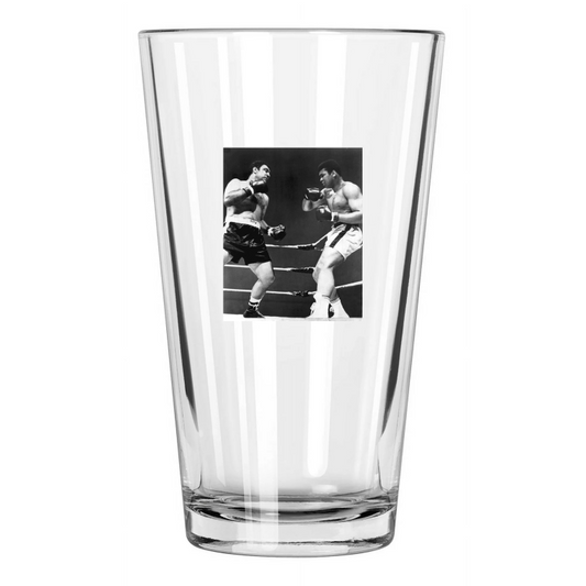 1969 Boxers Muhammad Ali & Rocky Marciano Photo Boxing Pint Beer Drinking Glass