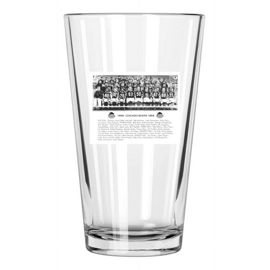 1969 Chicago Bears Team Roster Photo Football Pint Beer Drinking Glass