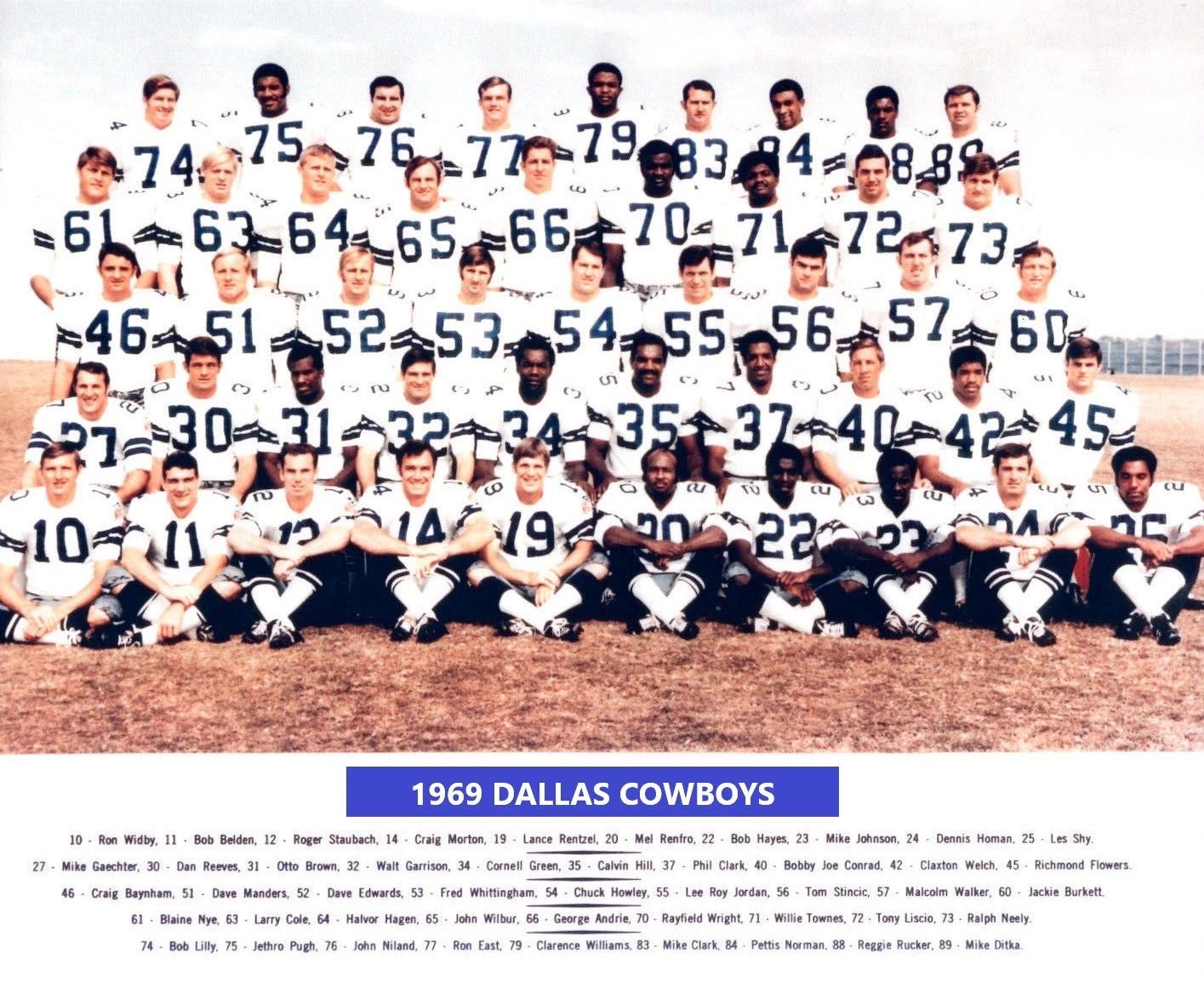 1969 Dallas Cowboys Team Photo Football Picture Nfl