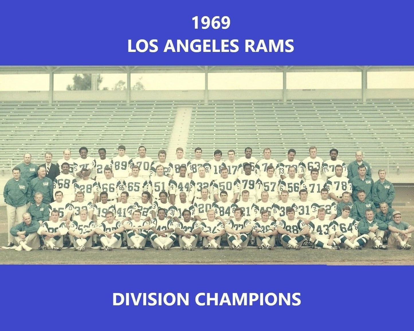 1969 Los Angeles Rams Team Magnet Football Picture La Division Champs Nfl