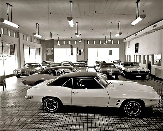 1969 Pontiac Showroom Classic Car Dealership Retro Photo 300 Piece Jigsaw Puzzle