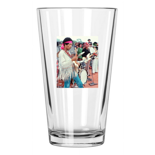 1969 Rock And Roll Guitarist Jimi Hendrix Woodstock Pint Beer Drinking Glass