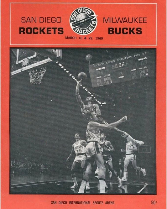 1969 San Diego Rockets Milwaukee Bucks Keychain Basketball Picture Nba