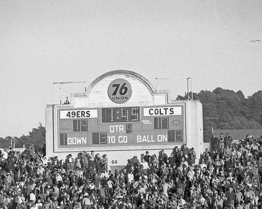 1969 Scoreboard Kezar Stadium Glossy Photo 49Ers Vs Colts Poster Print