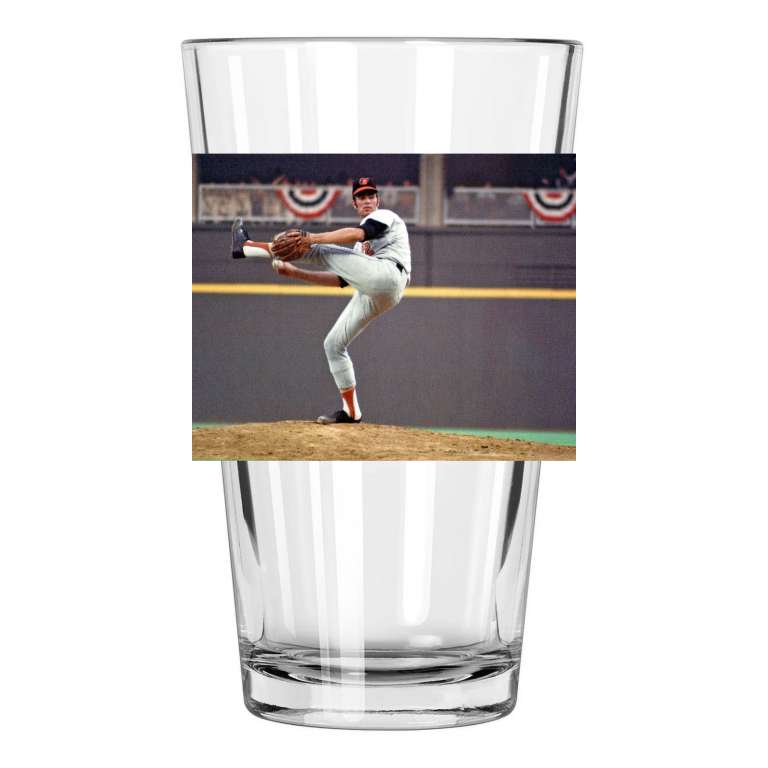 1970 Baltimore Orioles Jim Palmer Baseball World Series Pint Beer Drinking Glass