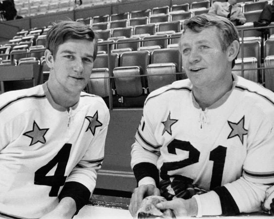 1970 Boston Bruins Bobby Orr And John Mckenzie Glossy Magnet All Star Game