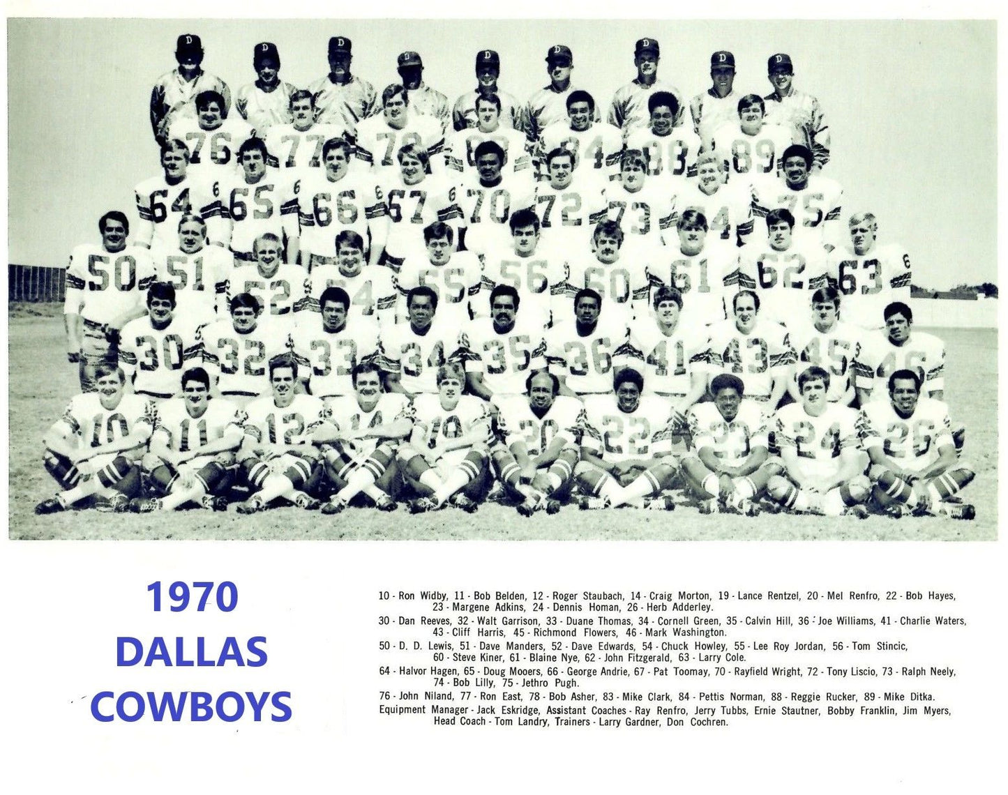 1970 Dallas Cowboys Team Keychain Football Picture Nfl
