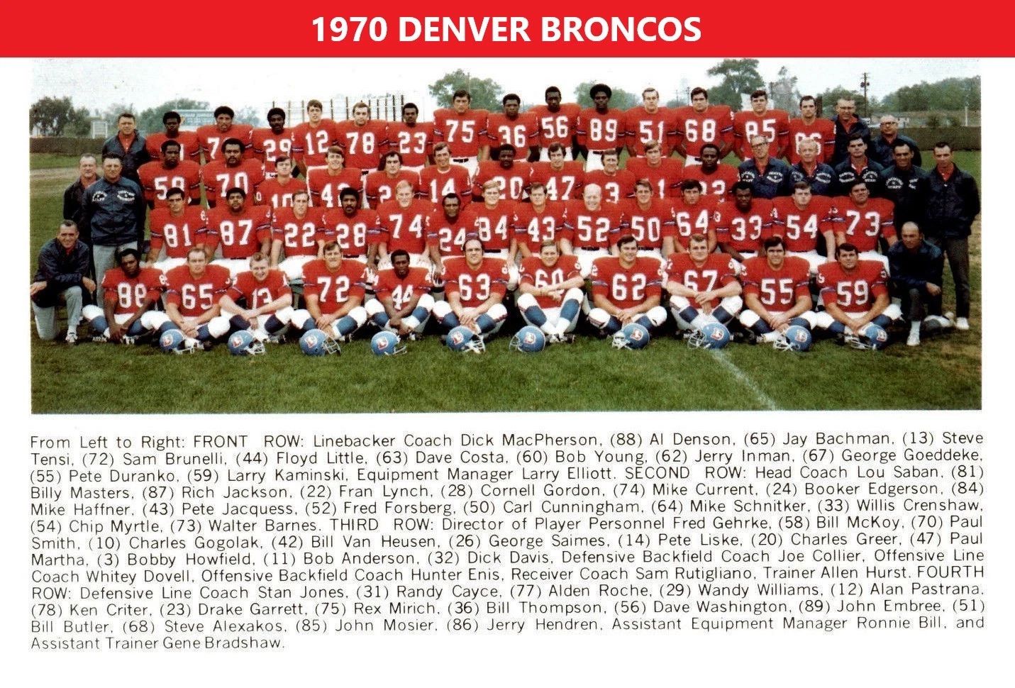 1970 Denver Broncos Team Photo Picture Nfl Football