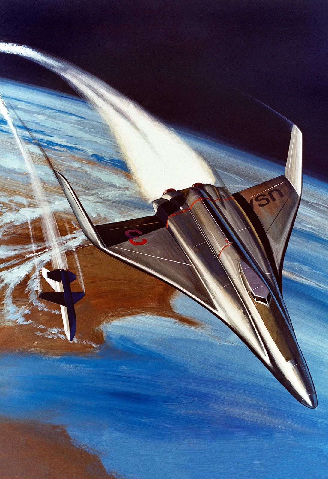 1970 Early Nasa Space Shuttle Concept Art Vintage Old Print Reprint