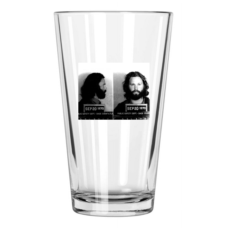 1970 Jim Morrison Mugshot Photo The Doors Singer Pint Beer Drinking Glass