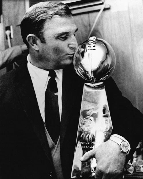 1970 Kansas City Chiefs Hank Stram Glossy Keychain Lombardi Trophy Keychain