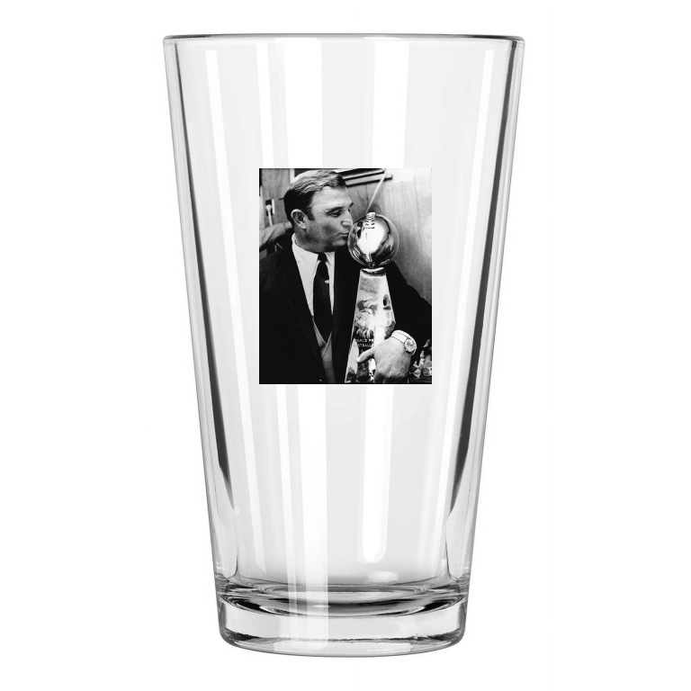 1970 Kansas City Chiefs Hank Stram Lombardi Trophy Pint Beer Drinking Glass