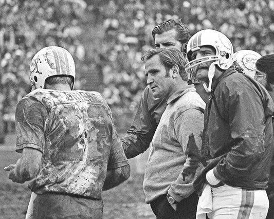 1970 Miami Dolphins Don Shula And Bob Griese Glossy Keychain Playoffs Print