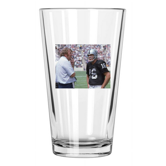 1970 Oakland Raiders John Madden And George Blanda Football Pint Beer Glass