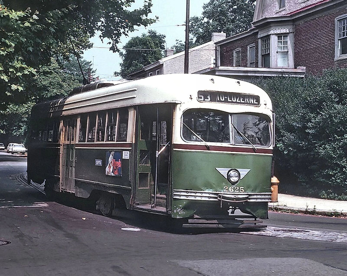 1970 Streetcar At Wayne & Carpenter In Philadelphia Vintage Picture Keychain