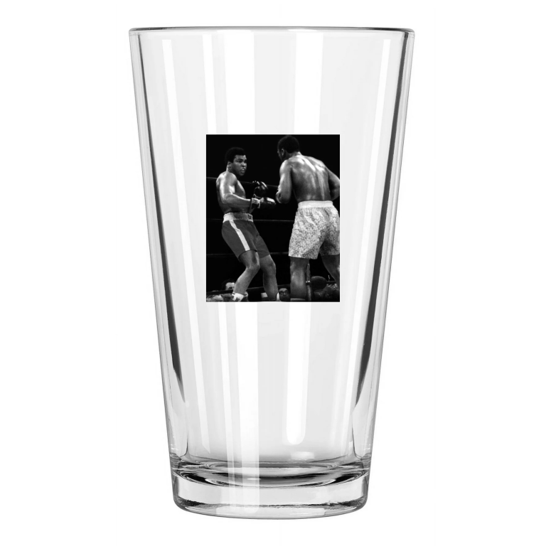 1971 Boxing Muhammad Ali & Joe Frazier 'Title Fight 1' Pint Beer Drinking Glass