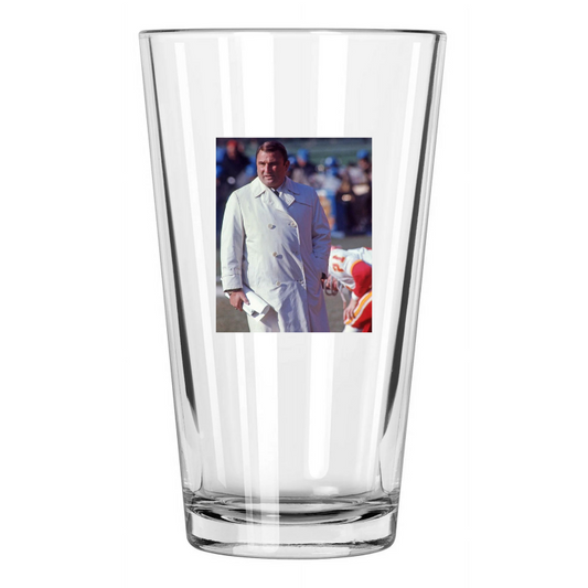 1971 Kansas City Chiefs Hank Stram Photo Pint Beer Drinking Glass