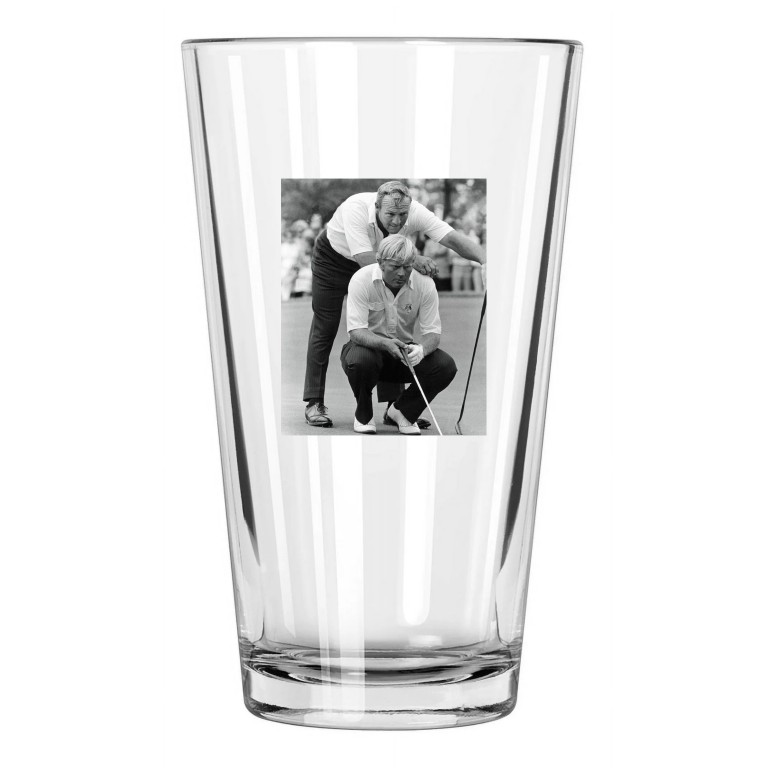 1971 Ryder Cup Jack Nicklaus & Arnold Palmer Golf Photo Pint Beer Drinking Glass