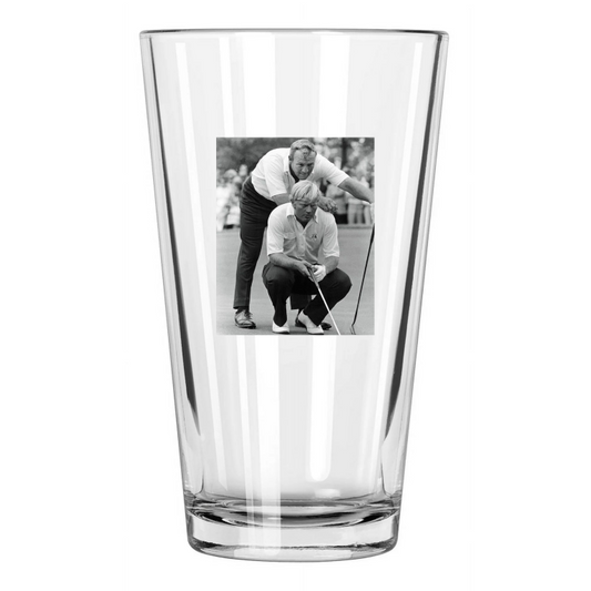 1971 Ryder Cup Jack Nicklaus & Arnold Palmer Golf Photo Pint Beer Drinking Glass