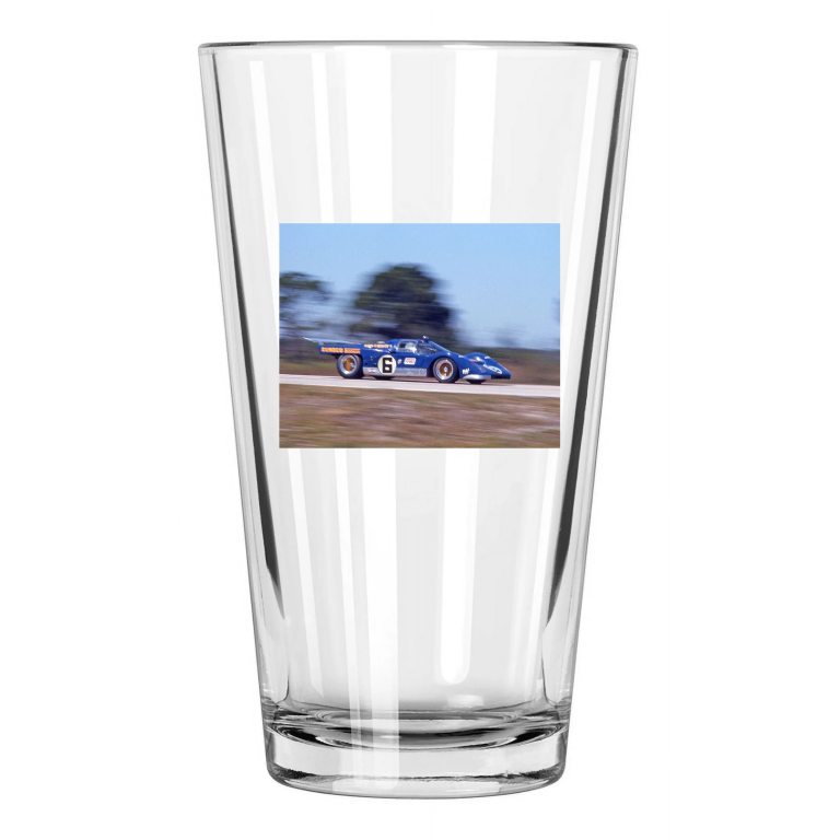 1971 Sunoco Ferrari 512M Mark Donohue 12 Hours Sebring Pint Beer Drinking Glass